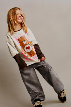 ZARA ЛОНГСЛИВ ИЗ ХЛОПКА MEDIUM WEIGHT С ПРИНТОМ CARE BEARS ™, ЭКРЮ