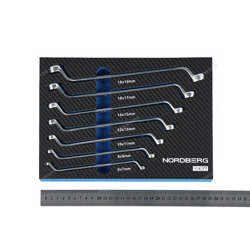 NORDBERG (10407T) Набор ключей накидных в ложементе для тележки, 7 предметов