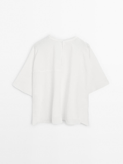 Massimo Dutti Короткая накидка с декоративными швами, белый