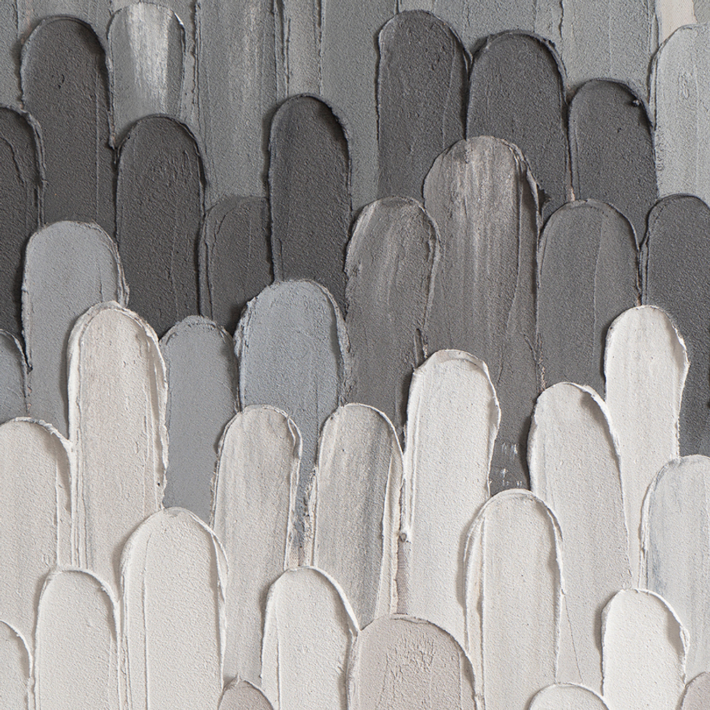 Панно декоративное с ручной росписью by feel, 140х70 см, черно-белое