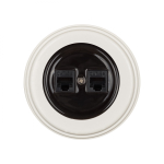 Розетка RJ45 информационная двойная, керамика, цвет черный B1-302-03