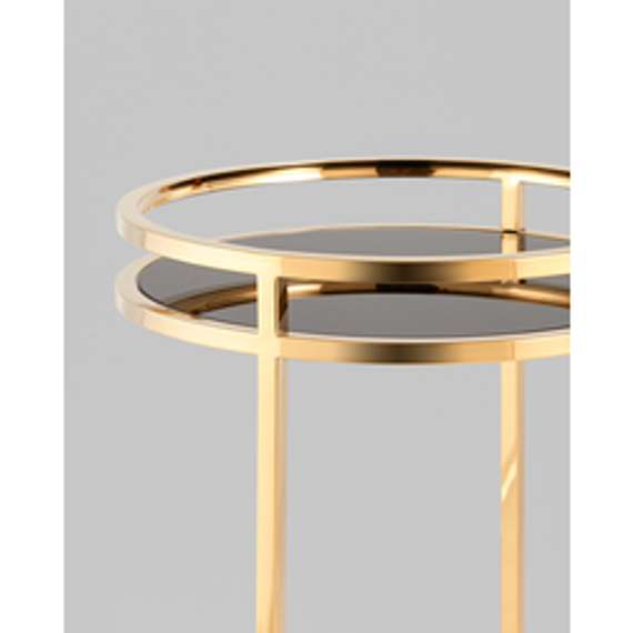 Журнальный столик Гестия 41*60см стекло черное сталь золото