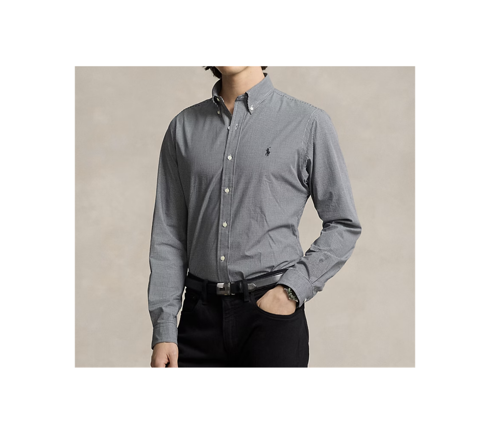 Рубашка из поплина стретч в клетку классического кроя Polo Ralph Lauren