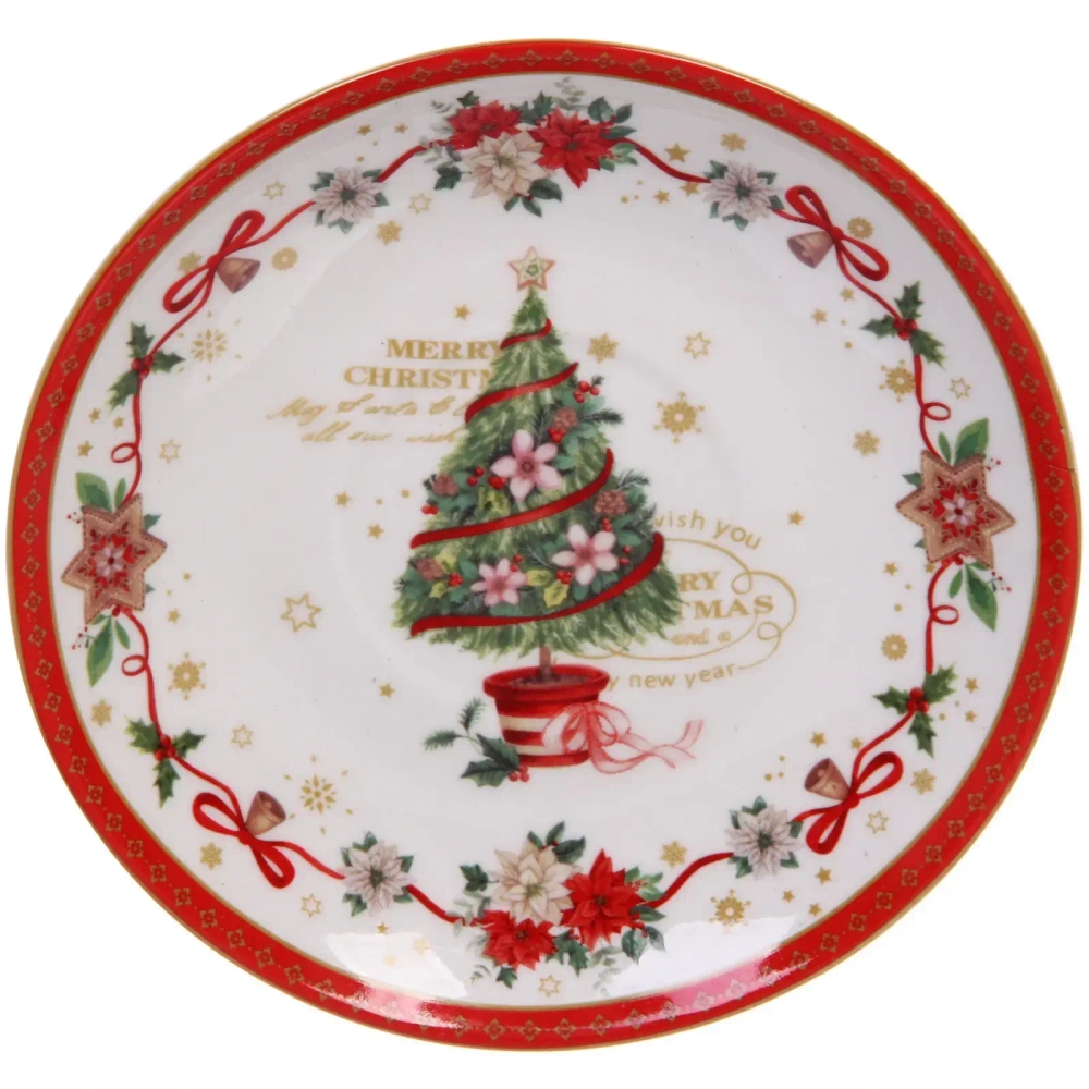 Чайная пара керамическая «Ёлочка» (кружка 220мл+блюдце) в подарочной коробке