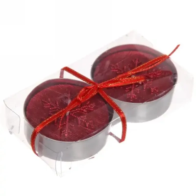 Свечи новогодние «Снежинка объемная» 5,5 см (набор 2 шт), красный