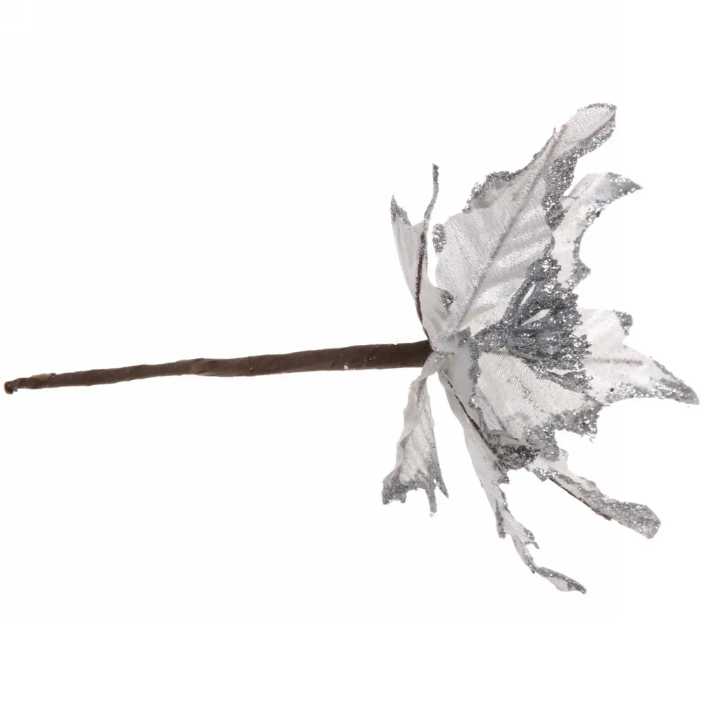 Украшение новогоднее «Пуансеттия-Метелица» 15 см, Серебро