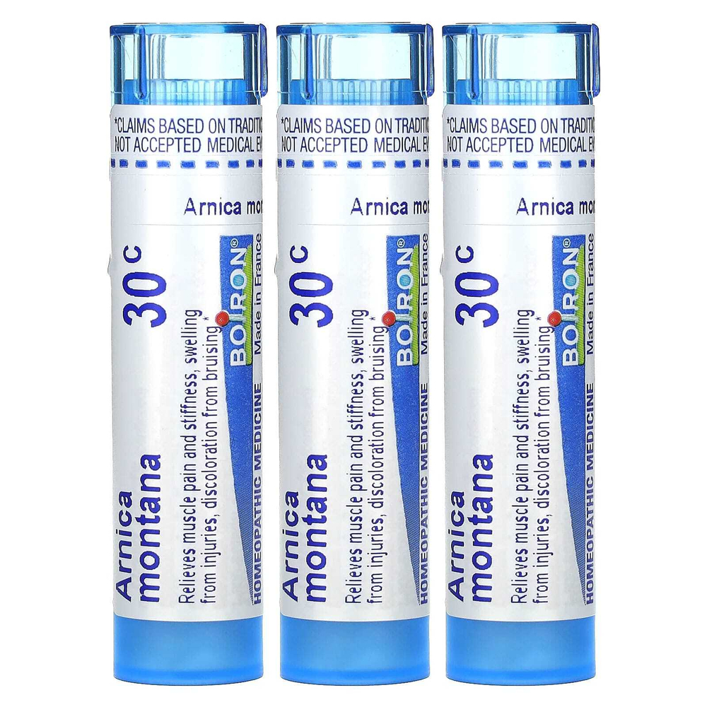 Boiron, арника (Arnica montana), 30C, 3 тюбика, прибл. 80 гранул в каждой
