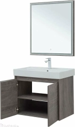 Тумба с раковиной Aquanet Nova Lite 75 с зеркалом, 2 дверцы дуб рошелье