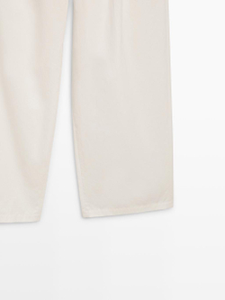 Massimo Dutti Плиссированные брюки с перекрестной застежкой - STUDIO, кремовый