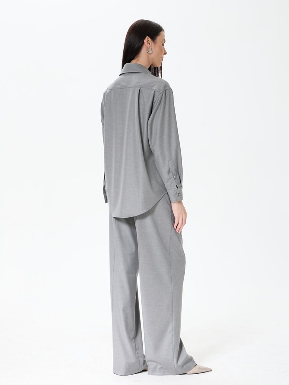 Брюки Палаццо на молнии серые смесовая шерсть