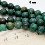 Фуксит (с кварцем), диаметр 7,7-7,9 мм, цена за 22-23 шт (1/2 нити)