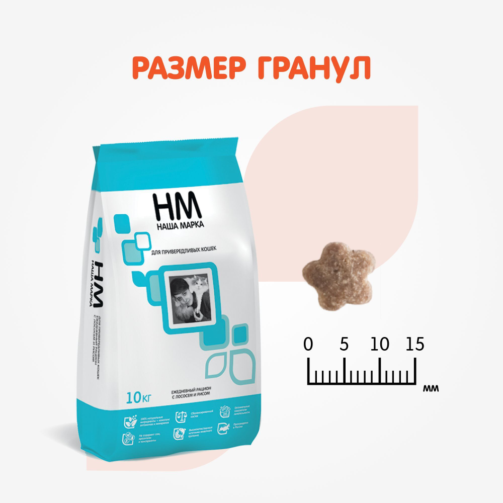 Корм для кошек сухой Наша Марка, для привередливых кошек, лосось и рис, 10 кг