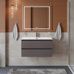 Тумба с раковиной подвесная BelBagno KRAFT-900-2C-SO-GSO Темно-Серый матовый, раковина белая BB-8099-90