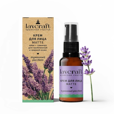 Крем для лица Matte Туманный рассвет лаванда + айва ЛК, 30г, ТМ LAVCRAFT