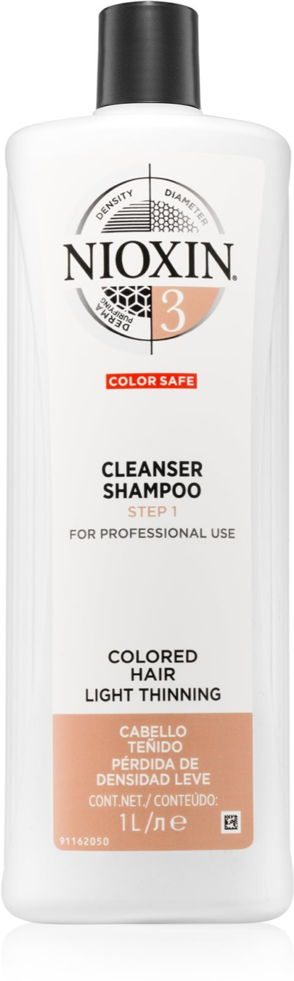 Nioxin System 3 Color Safe - очищающий шампунь для истонченных окрашенных волос /   1000  ml  / GTIN 8005610495071