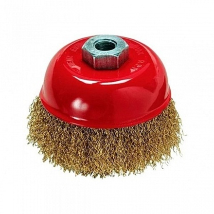 Щетки для УШМ Matrix, чашки, М14, латунированная витая проволока, 100мм, проволока 0,3мм