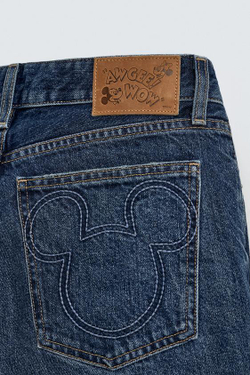 ZARA HARRY LAMBERT X DISNEY ДЖИНСЫ КЛЕШ С НИЗКОЙ ПОСАДКОЙ, СИНИЙ