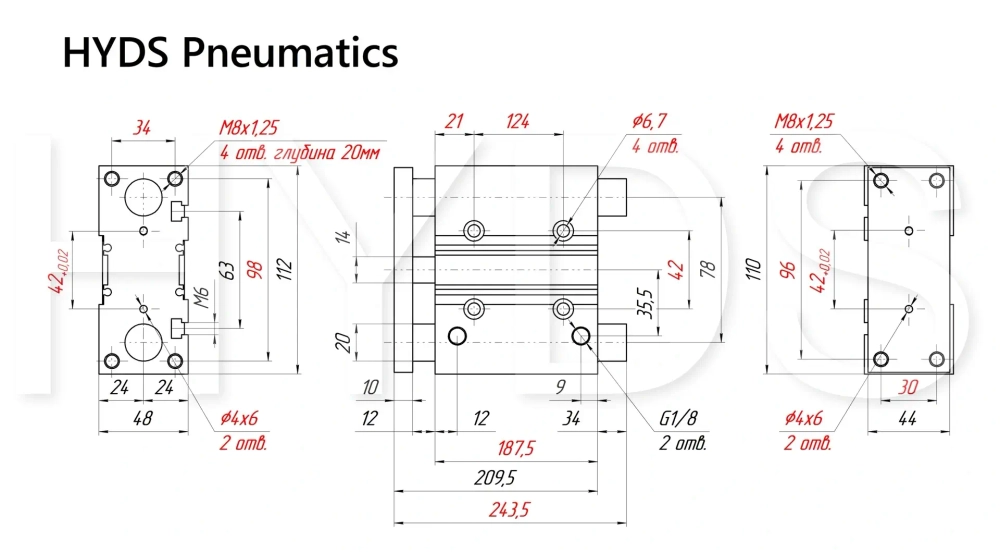 MGPM32TF-150Z Пневмоцилиндр