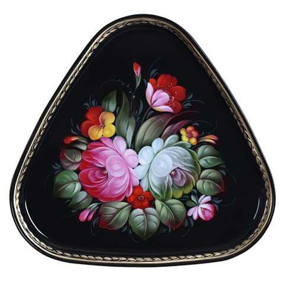 Жостовский поднос декоративный, размер 29х29 см (A8), металлический