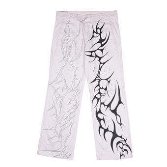 Белые свободные брюки Masstak с огромными трайблами, L (34x30)