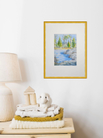 Картина авторская акварельная в паспарту 21х30 см на стену для интерьера "Утро 8 марта"