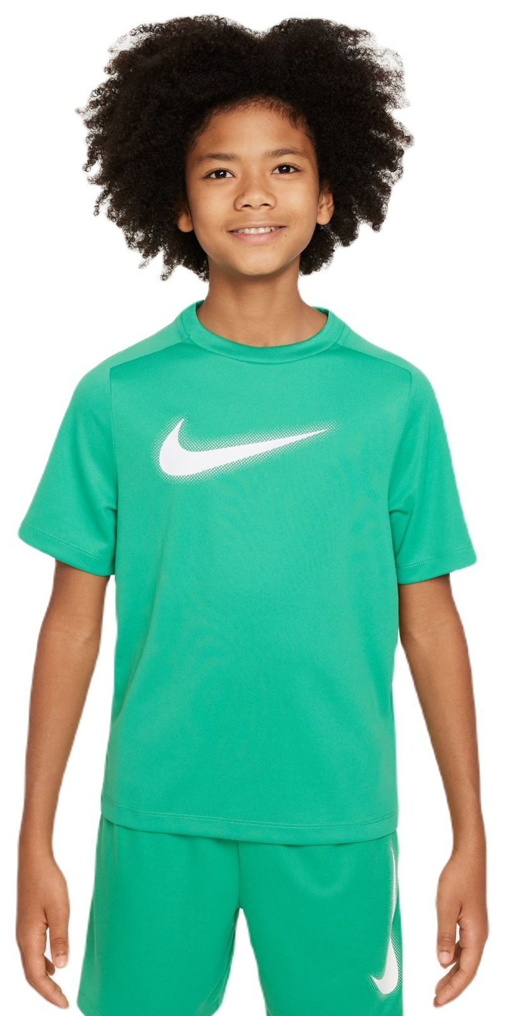 Футболка для мальчика теннисная Nike Kids Dri-Fit Multi+ Top - stadium green/white