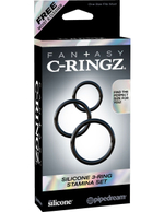 Набор из трех черных эрекционных колец Silicone 3-Ring Stamina Set (Цвет: черный)