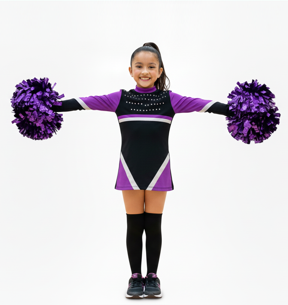Костюм для чирлидинга детский малиновый с черным
