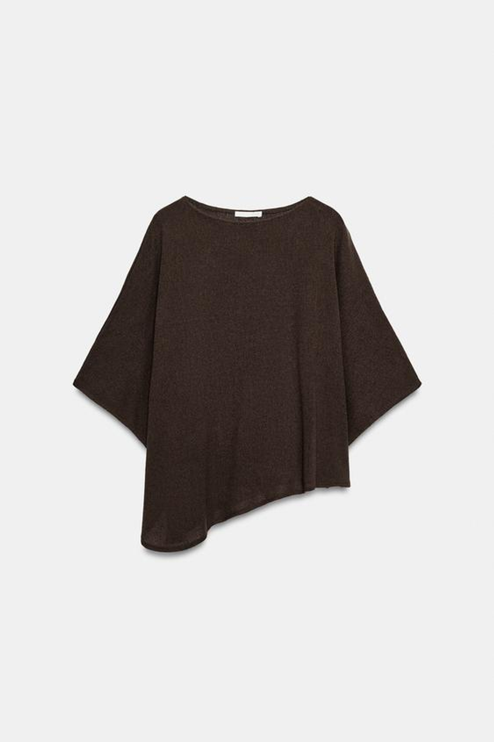 ZARA ТОП В РУСТИКАЛЬНОМ СТИЛЕ С КОРОТКИМИ РУКАВАМИ, КОРИЧНЕВЫЙ
