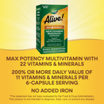 Nature's Way, Alive! Max6 Potency, мультивитамины повышенной эффективности, без добавления железа, 90 капсул