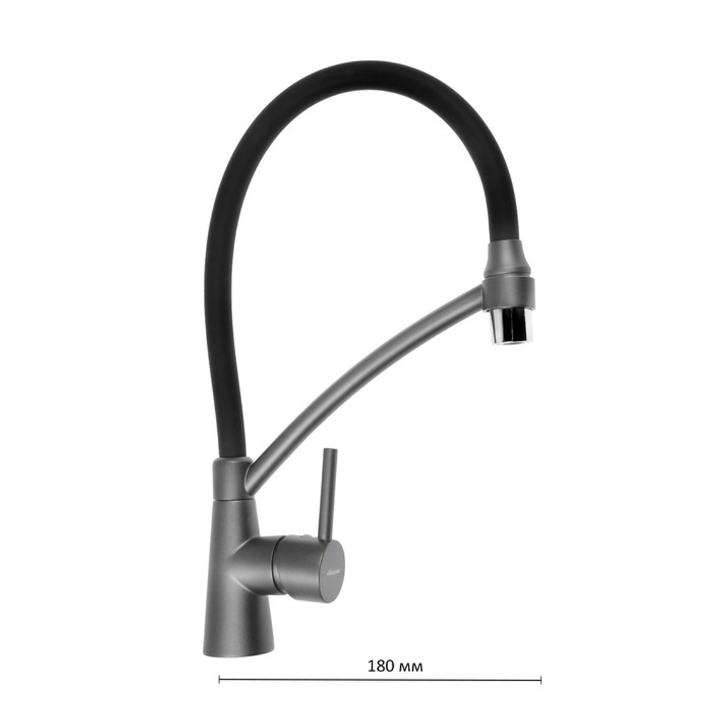 Accoona 4890ATF-2 Смеситель для кухни с силиконовым изливом. Цвет чёрный+гранфит. Φ35. Латунь