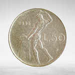 Italy 50 Lire 1955 R "Vulcan at Anvil – Large Type", XF