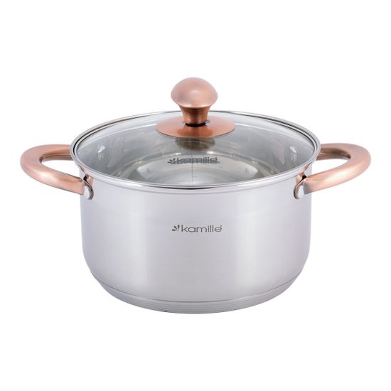 Набор кастрюль 4 предмета Kamille KM 4935 (1,5 л; 3 л.) из нержавеющей стали с ручками под медь