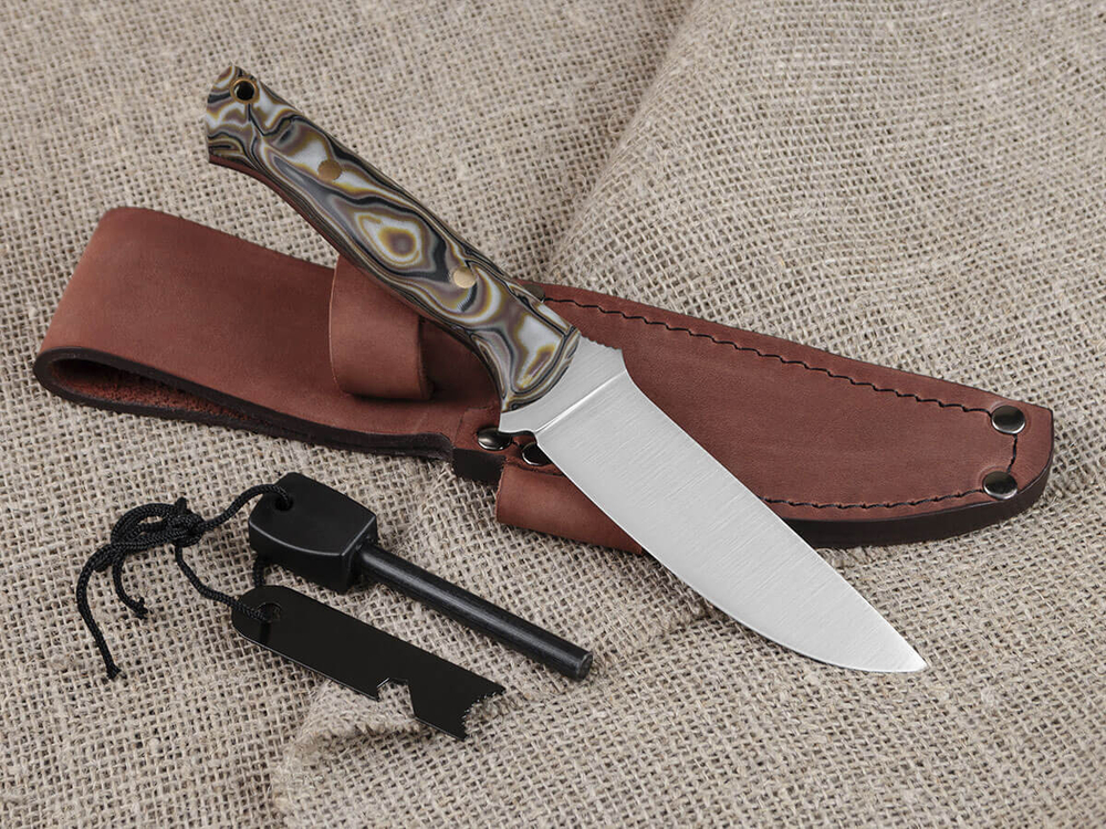 Нож для бушкрафта "Форест", сталь VG-10/Elmax, рукоять микарта (камуфляж)