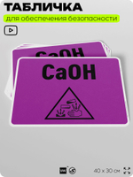 Табличка для обеспечения безопасности "CaOH", для производства, предприятия, организаций, 40х30 см, Silver Plane x Айдентика Технолоджи