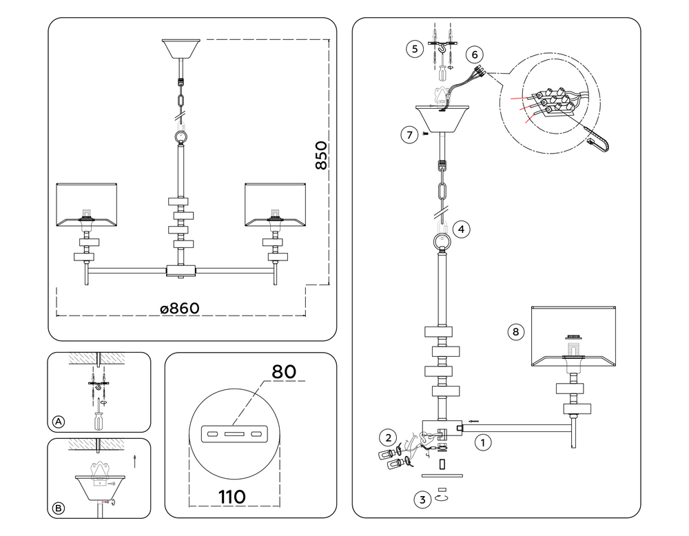 Светильник подвесной LH71332/7 CGD золото E14/7 max 40W D*860*850