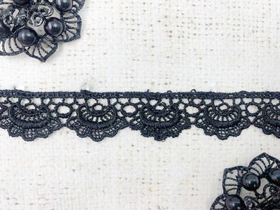 Кружево плетеное, ш. 2,3 см, чёрный
