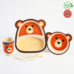 4780232 бамбуковой посуды «Мишка», 5 предметов: тарелка, миска, стакан, вилка, ложка