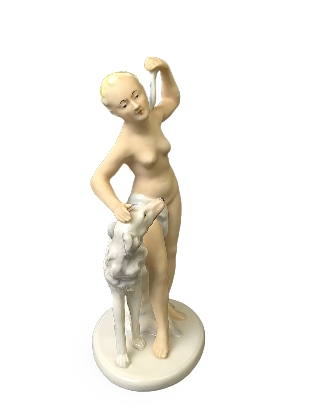 Фарфоровая статуэтка "Девушка с борзой" Wallendorf