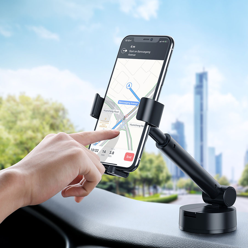 Автомобильный Держатель Baseus Simplism Gravity Car Mount Holder (На Присоске) - Black