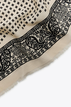 ZARA БАНДАНА САТИНОВАЯ С ПРИНТОМ, ЭКРЮ