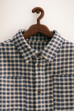 ZARA TIMELESS - РУБАШКА В КЛЕТКУ ВИШИ, СИНИЙ