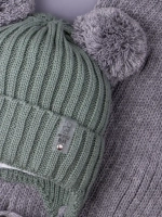 Шапка детская осенняя и шарф с ушками