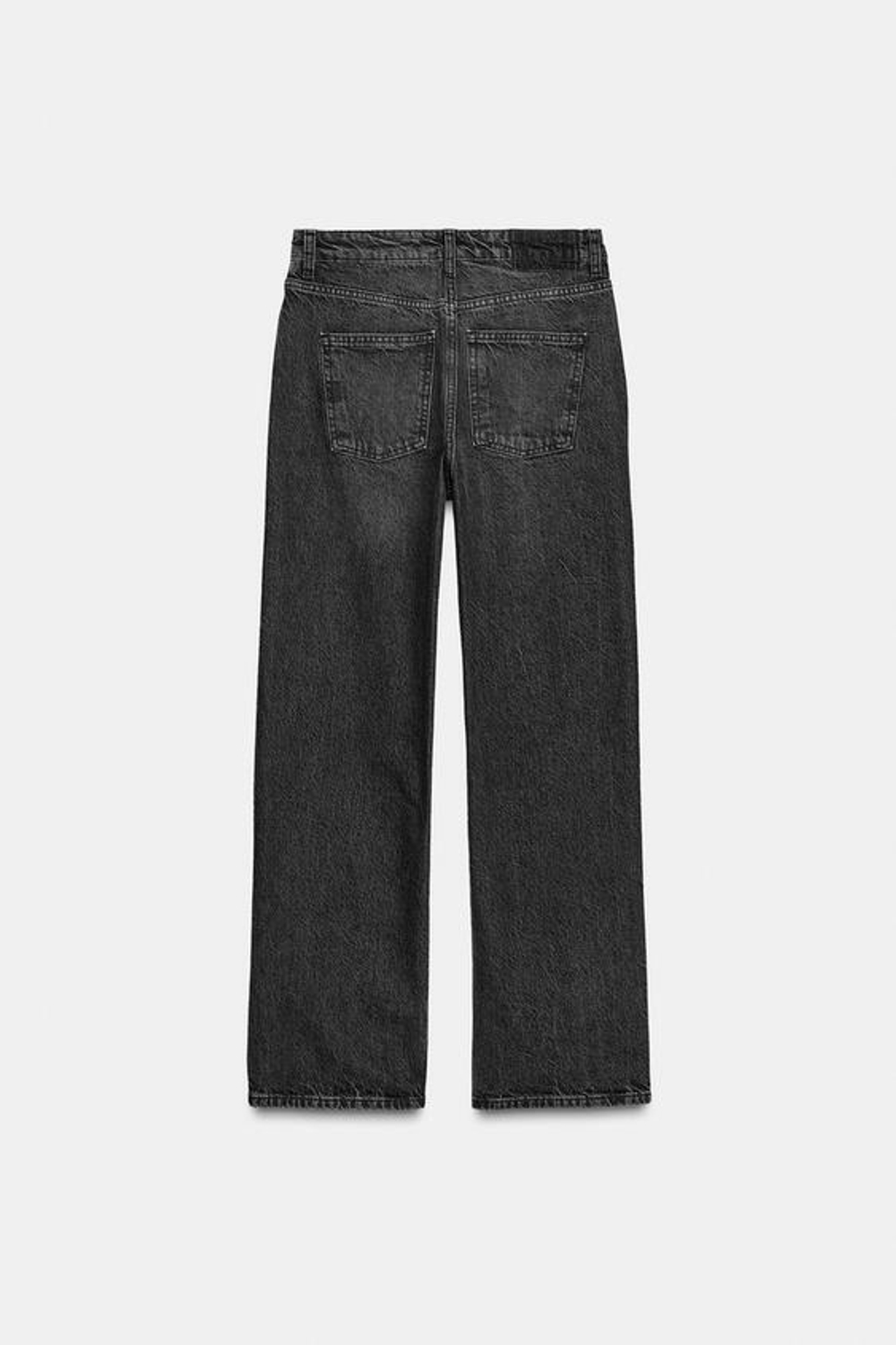 ZARA ДЖИНСЫ Z1975 СВОБОДНОГО ПРЯМОГО КРОЯ С ВЫСОКОЙ ПОСАДКОЙ И БЛЕСТКАМИ, ЧЕРНЫЙ