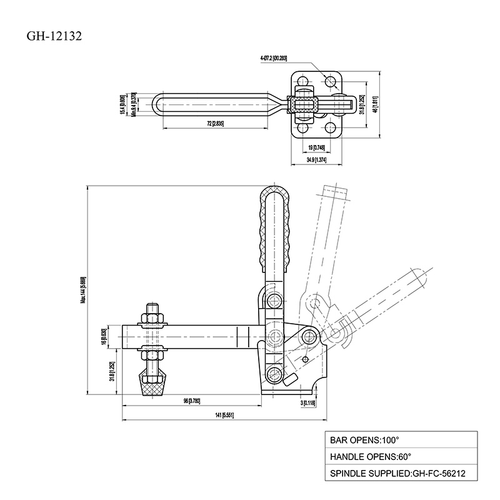 Зажим механический удлиненный с вертикальной ручкой Woodwork GH-12132
