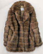 Шуба укороченная из искусственного меха соболя ореховый