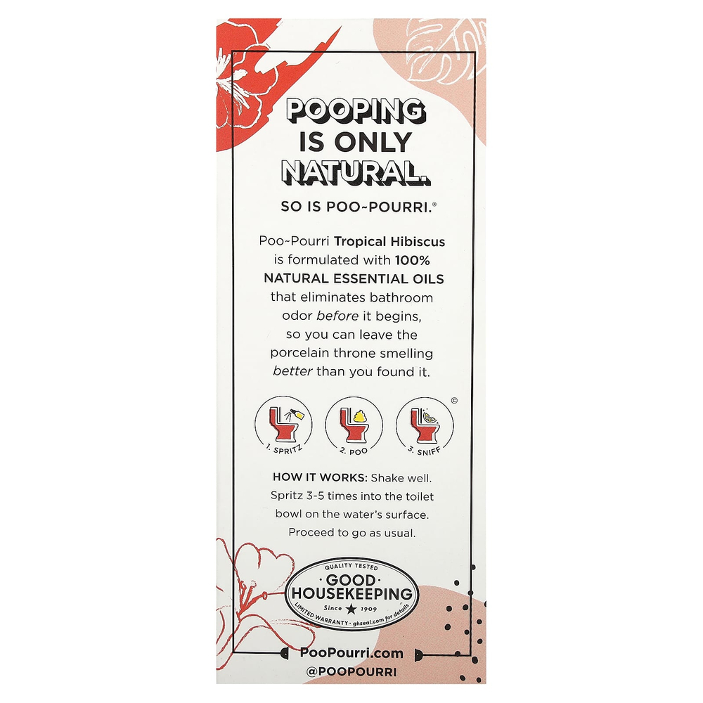 Poo-Pourri, Спрей для туалета Before-You-Go, тропический гибискус, 59 мл (2 жидк. унц.)