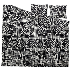 IKEA MAJSMOTT  (ИКЕА МАЙСМОТТ)  -  Пододеяльник и 2 наволочки, кремовый/черный, 200x200/50x60 см