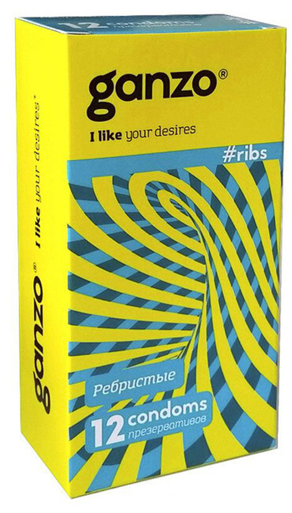 Презервативы GANZO RIBS Ребристые 12 шт (Цвет: прозрачный)