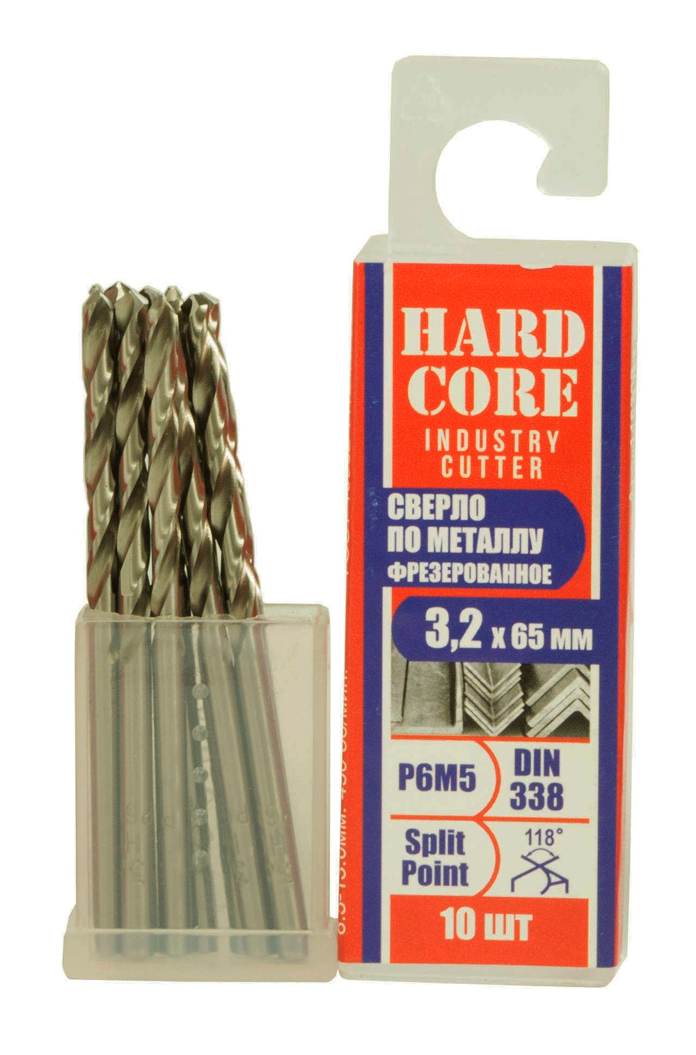 Сверло по металлу фрез. Р6М5 3.2х65мм 10 шт/уп "Hardcore" Industry cutter